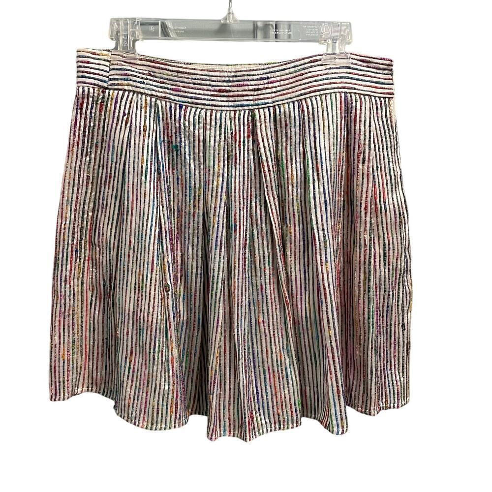 Theyskens' Silk Skirt Size 8 Multicolor Mini Side Zip Colorful Luxe